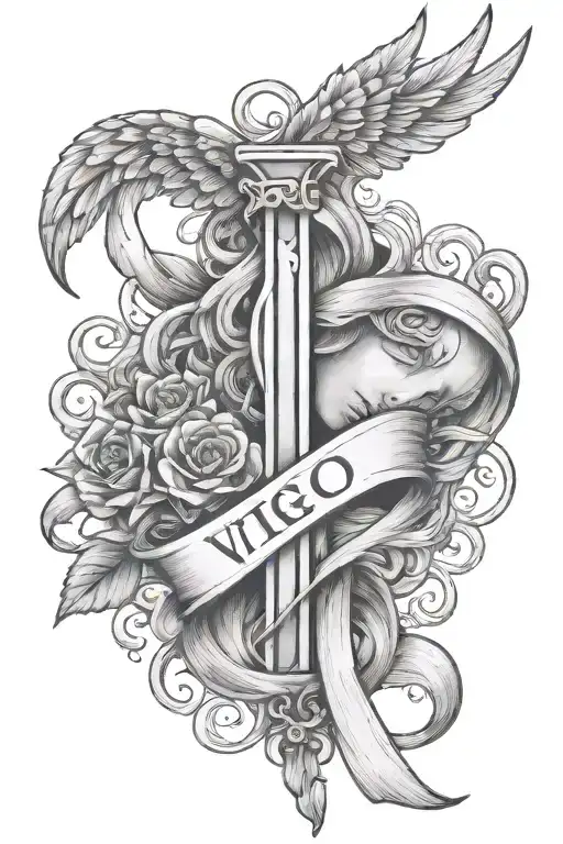 Virgo Zodiac Sign With Lung Cancer Ribbon