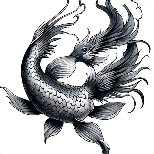 Koi Fish With A Phoenix
