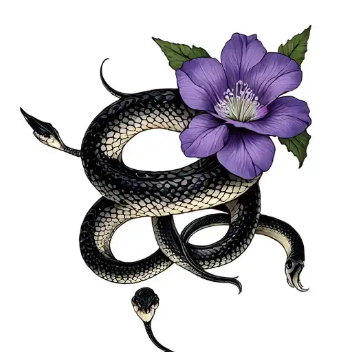 Violet And Primrose With Snake Wrapped