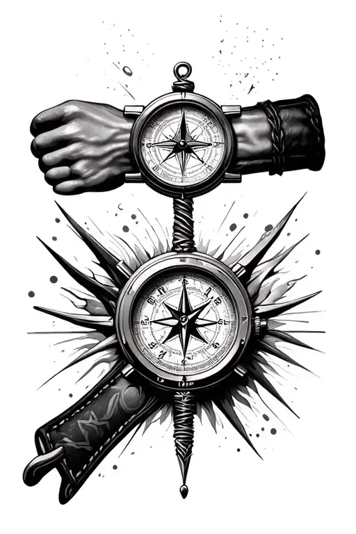 Watch And Compass Surrounded By Various