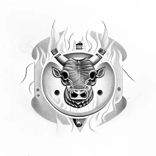 Steak On Grill With Fire