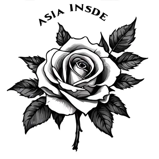 Name Tattoo With Rose That Says Asia Inside The Rose For Neck