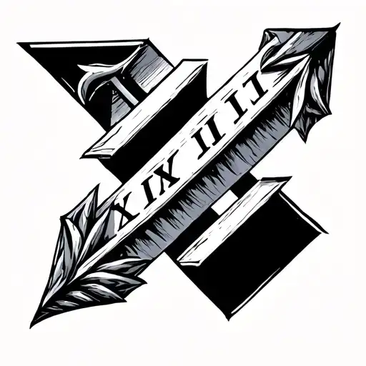 Arrow Going Through Roman Numerals