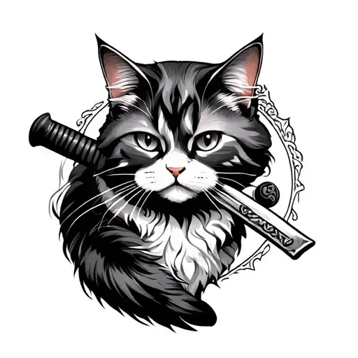 The Cat Holds Katana