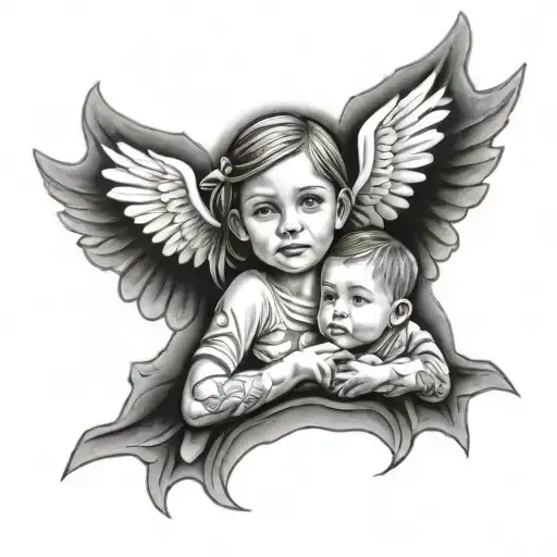 Girl Angle With 3 Kids