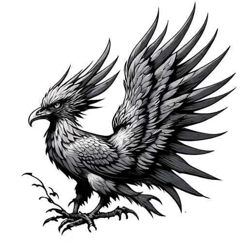 Woodcut Phoenix