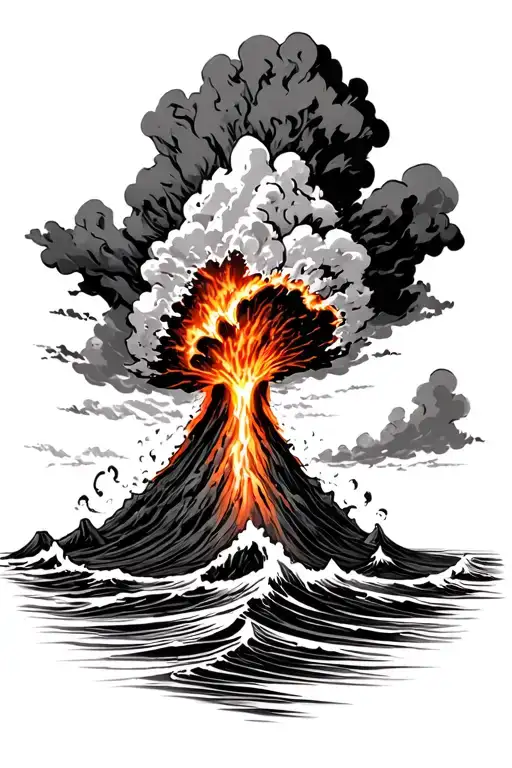 Volcano Flowing Lava Into Ocean