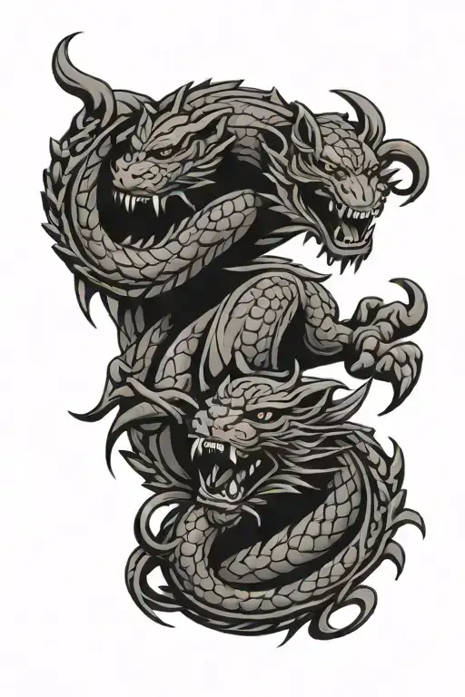 A Usmc Emblem With A Dragon And Tiger Intertwined
