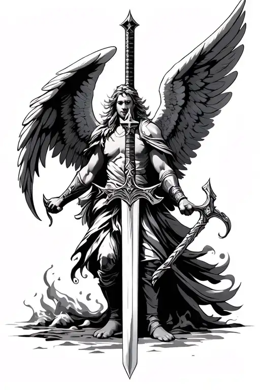 Angel Protector Warrior Wielding A Sword