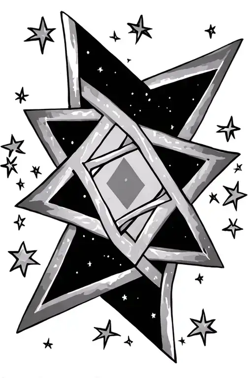Two Interconnected Star Of David With Other Types Of Small Stars Around