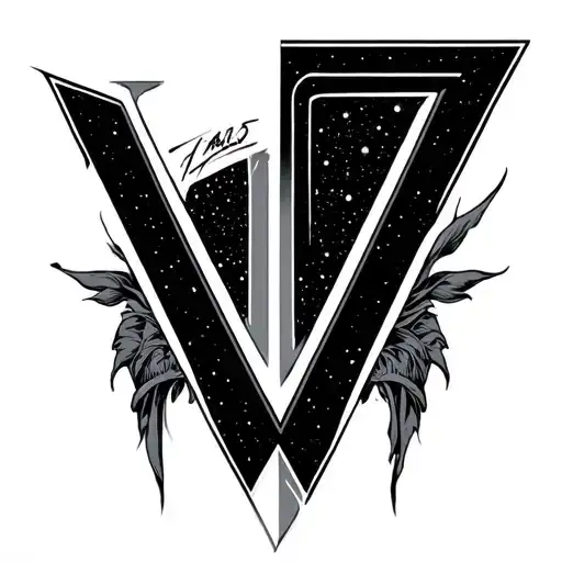 Letter V Tattoo With Star Wars