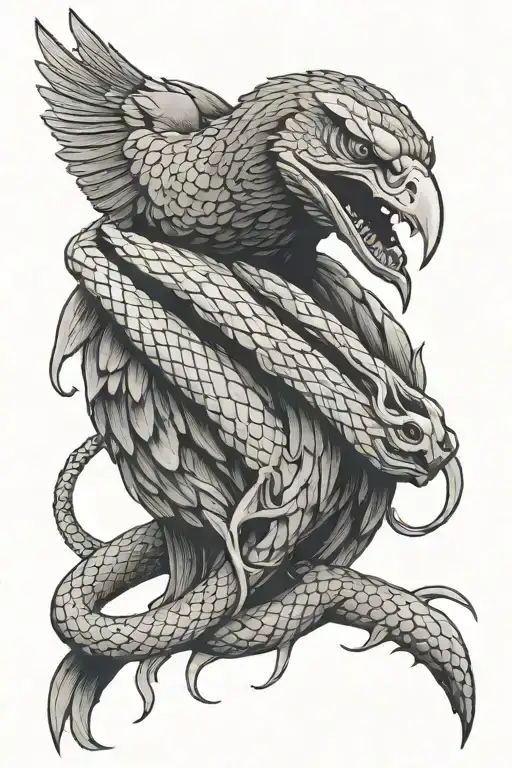 A Snake Choking A Crow