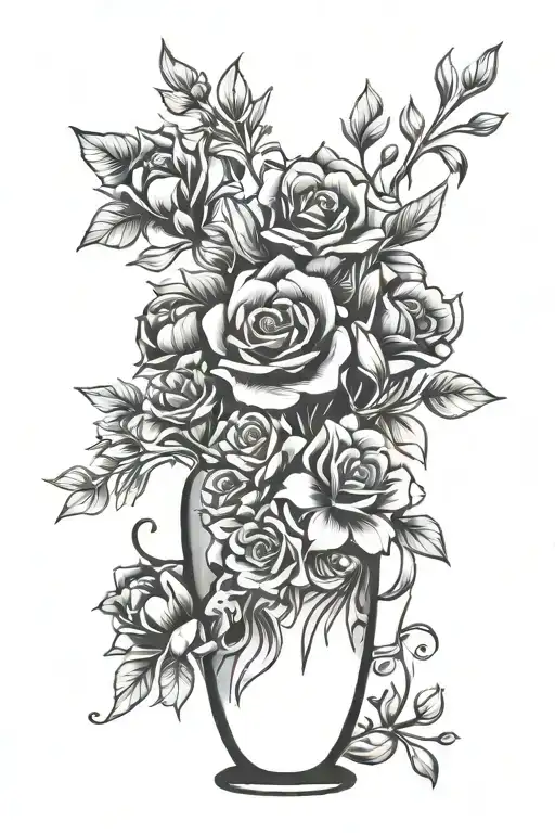 Abstract Vase Filled With Flowers