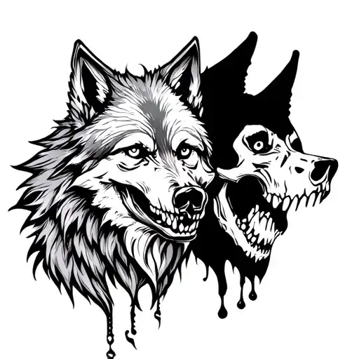Skull And Wolf Silhouette
