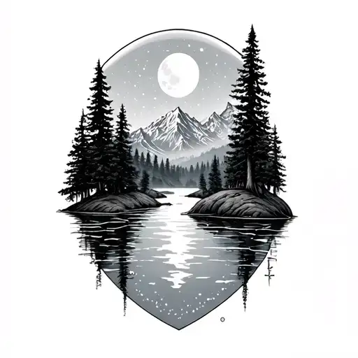 Forest Landscape Long Trees Mountains Starsigns Moon River Full Sleeve