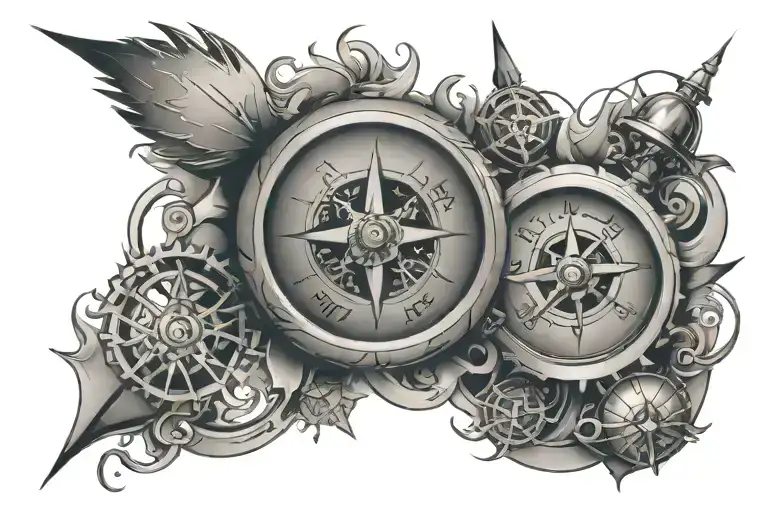 Clock And Compass With The Words Ride And Time