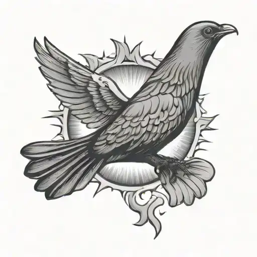 Sun And Peace Pigeon Flying