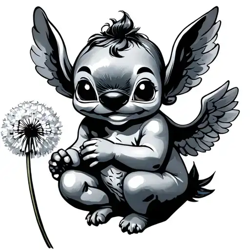 Stich Cute Cherub Holding A Dandelion