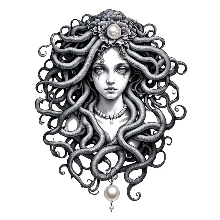 Medusa With Pearl Necklace