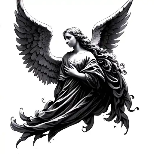 An Angel With Open -Up Wings