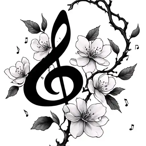 Cherry Blossom Petals Vine Music Notes