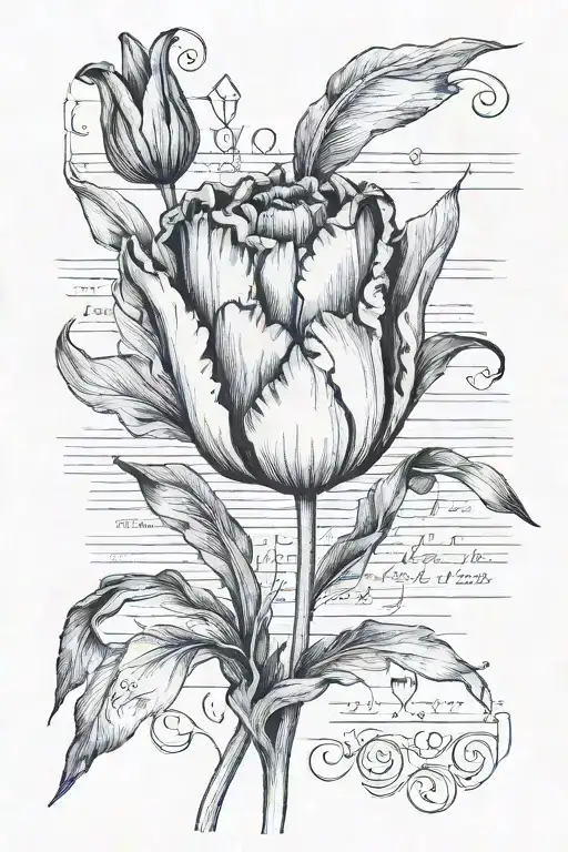 Poem Of Old Paper With A Tulip Flower And Roman Numeral Date