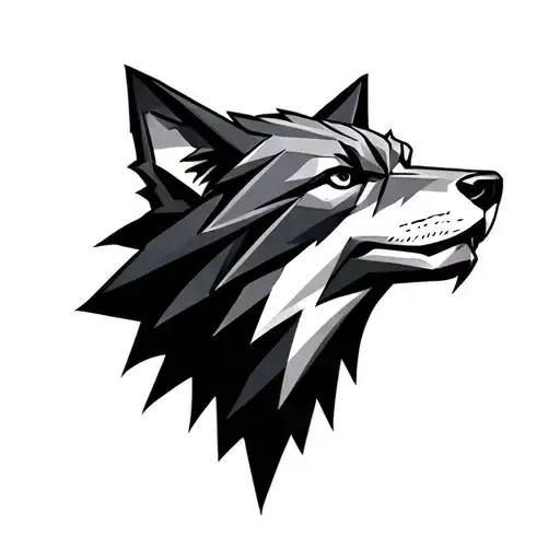 Origami -Style Wolf Head In