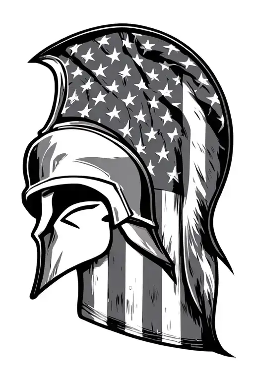American Flag With Spartan Helmet