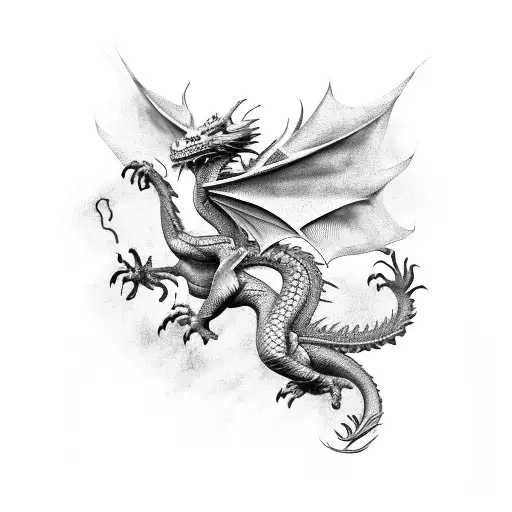 Dragon Wrapped Around A Palette Knife With Wings Extended