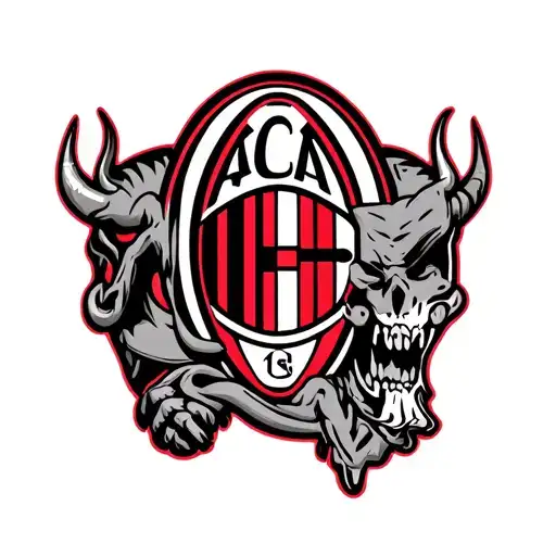 Ac Milan Logo With The Devil In The Background And A Bandit From The South Curve