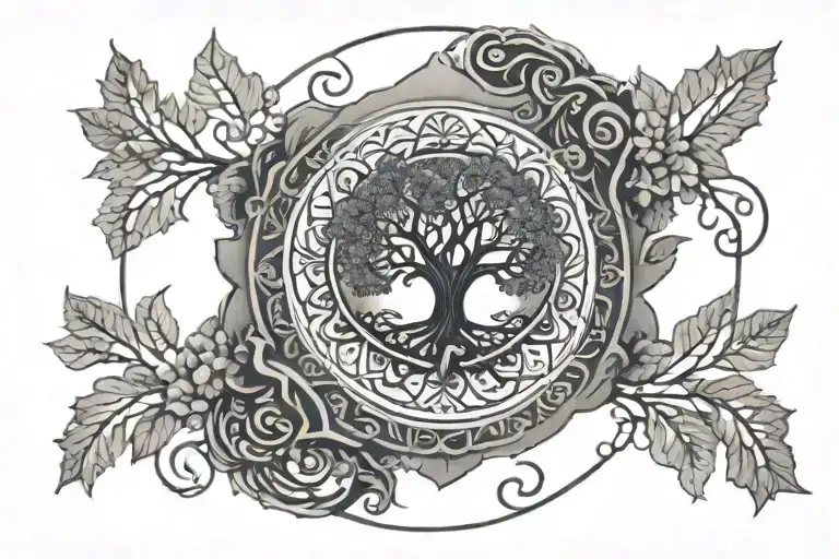 Mandala With Tree Of Life Intertwined