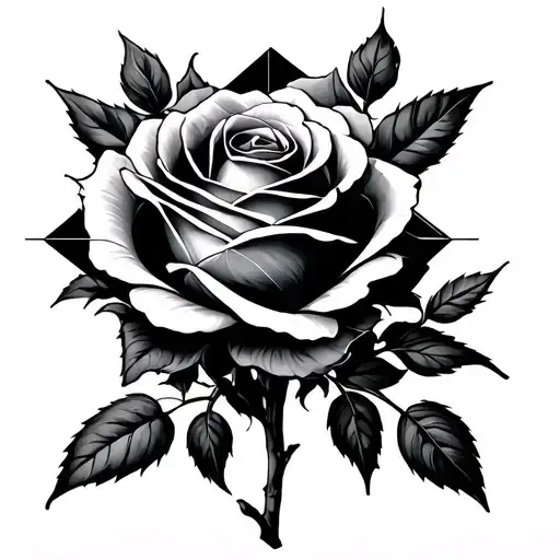 Misaligned Rose In A Geometric Shape