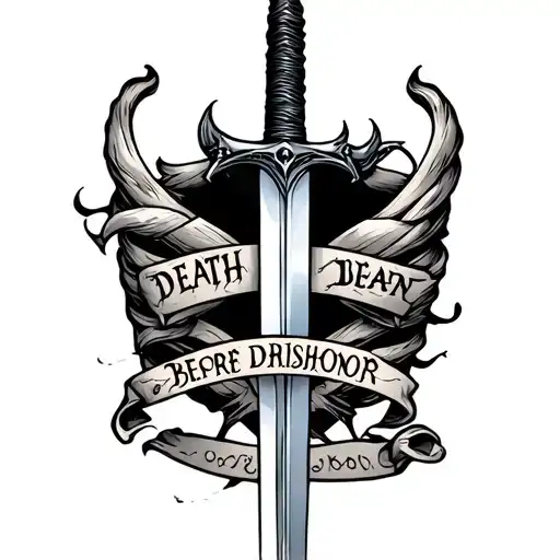 Sword On Ribs Saying Death Before Dishonor