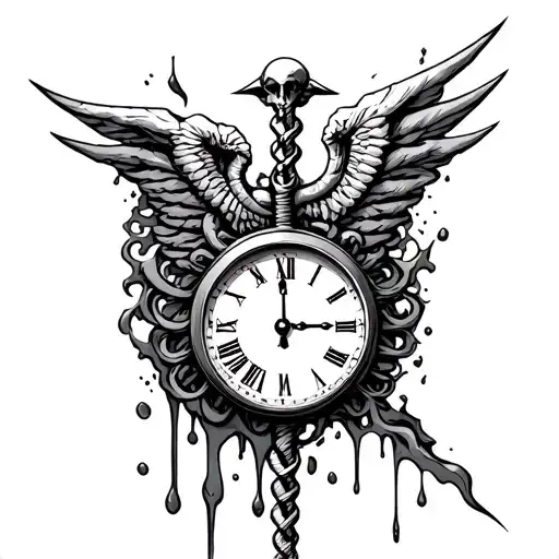 Rod Of Asclepius With Clock Melting