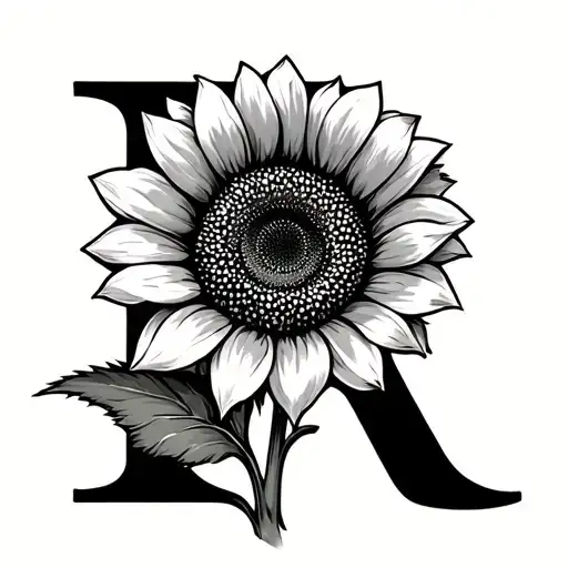 An R Whose Stem Of A Sunflower Forms Part Of The Letter