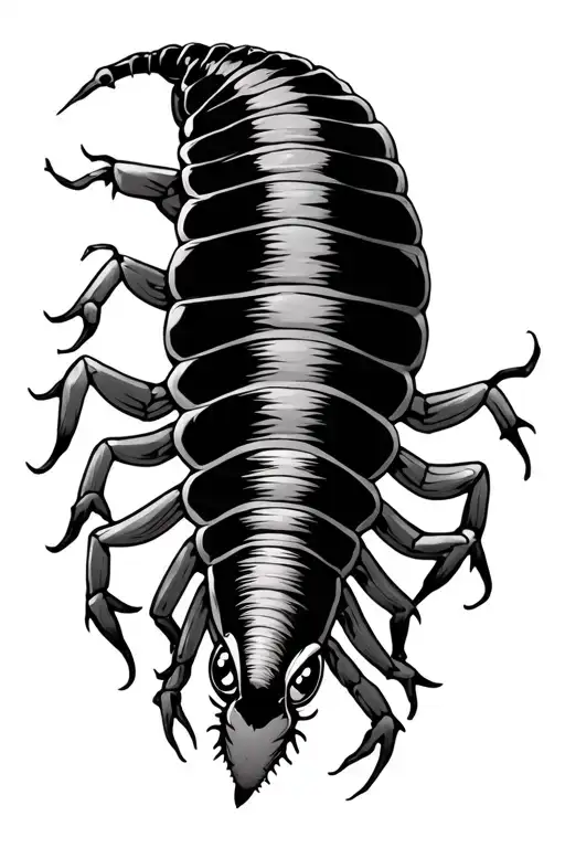 Centipede Creepy Spikey With Sins Scratched On Each Segment With Eyes Throughout