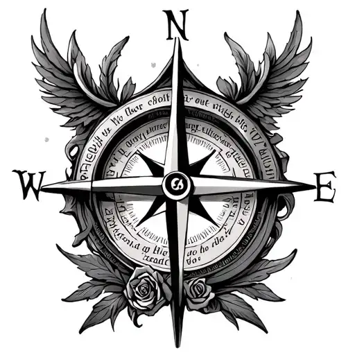 Compass And Rose Intertwined With Bible Verse With Cross