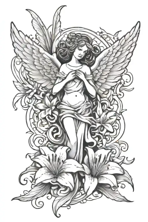 Lily Flower And Angel