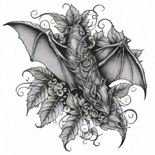 Upsidedown Bat Wrapped In Poison Ivy