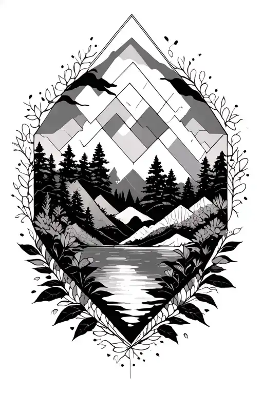 Geometric Nature Elements Single Line