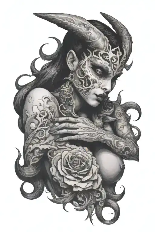 Shadow Demon Standing Behind A Woman With His Hand Around Her Throat