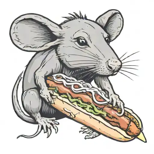 The Rat Sits In A Hot Dog Instead Of A Sausage And Eats A Carrot