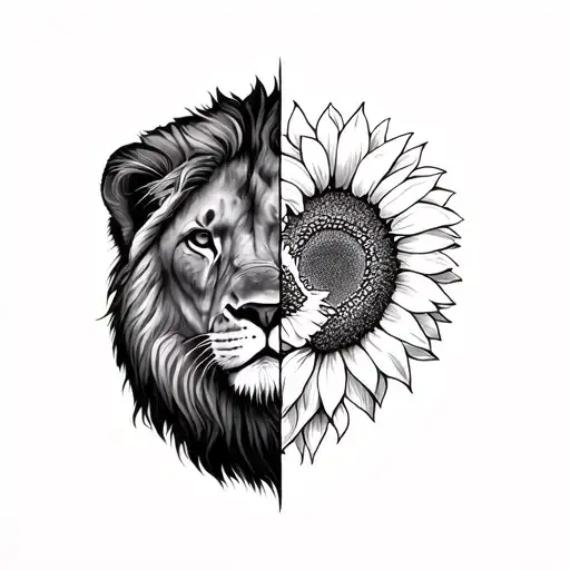 Half Sunflower Half Lioness Hidden Semi Colon