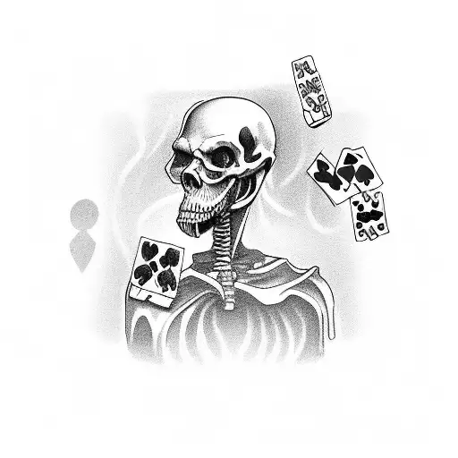 Grim Reaper With Playing Cards Poker Chips