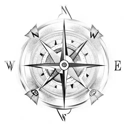 Compass With Arrow And Gear