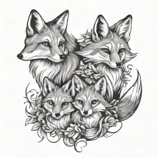 Three Foxes Mother And Daughters