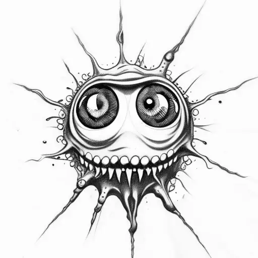 Creepy Dripping Eyeball With Teeth In Pupil And Tendrils Coming From It