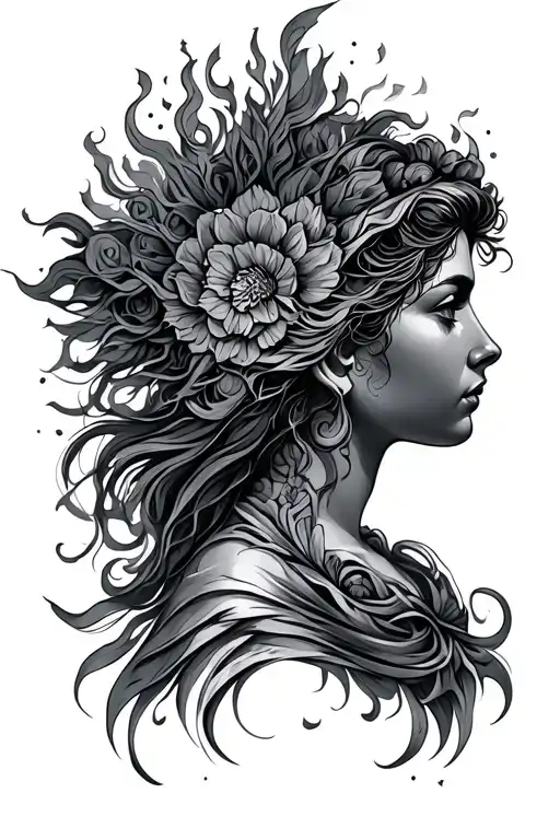 Back Tattoo Virgo Design