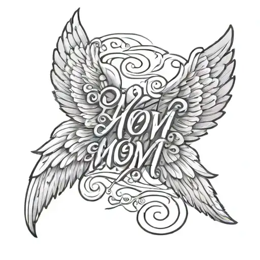 Angel Wings With The Word Mom In It