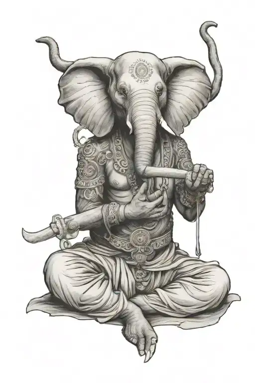 Elephant Budhist Raven Sitting Cross Legged